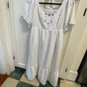 Old Navy Fit & Flare Short-Sleeve Tie-Back Clip-Dot Midi Dress